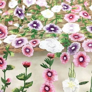 Multi-colors Flower Embroidery Mesh Fabric Colorful Venice Petals Lace for Dress - Picture 1 of 8