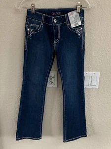 Girls First Bootcut Blue Jeans Adjustable Waist Size 8 NWT (List 17.99) - Picture 1 of 7