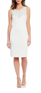 Vestido para mujer Calvin Klein sin mangas con estrás crema talla 8 - Imagen 1 de 11