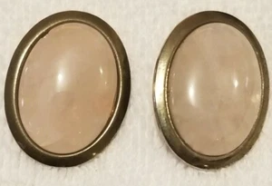 Orecchini Vintage Cabochon Clip On Viola Rosa Gemma - Foto 1 di 2