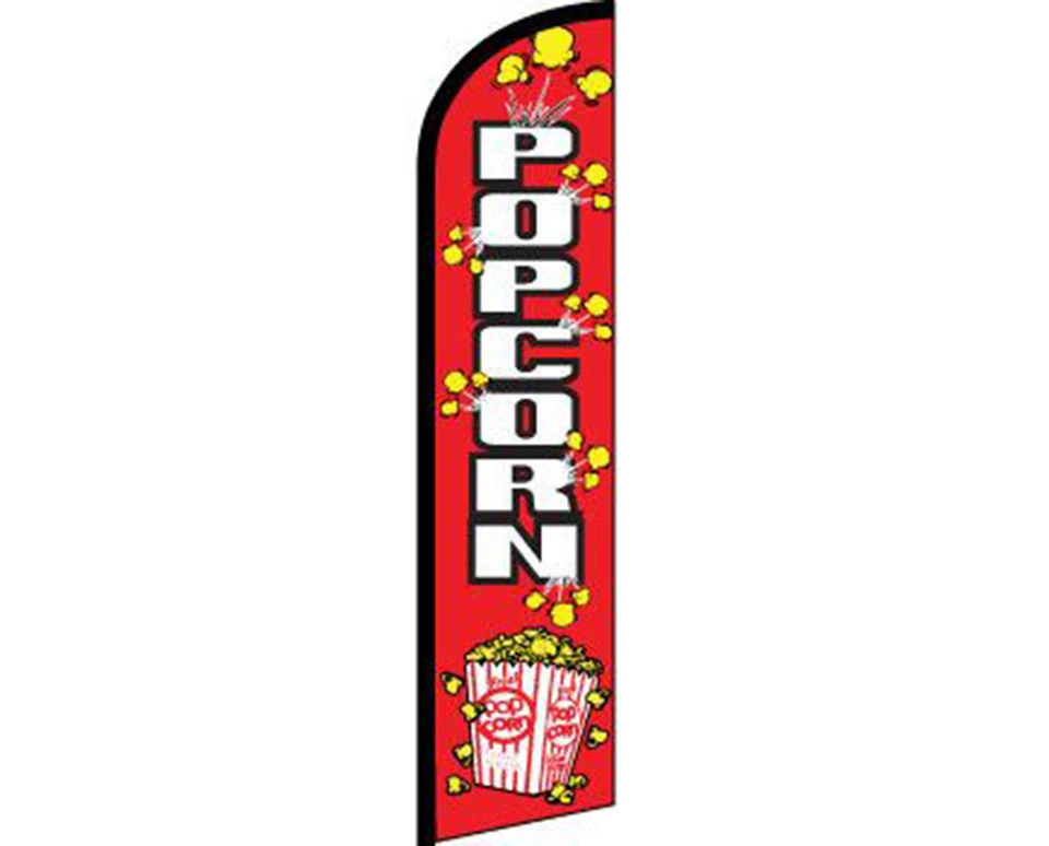 Popcorn Red / White Windless Banner Advertising Marketing Flag - Image 1 of 1
