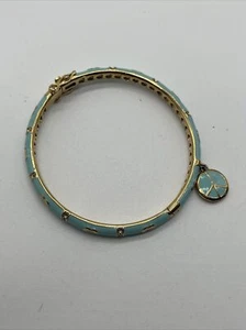 Lauren G Adams Gold-Plated Blue Enamel Hinged Bangle Bracelet  - Picture 1 of 5