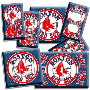BOSTON RED SOX BASEBALL TEAM LIGHT SWITCH OUTLET WALL PLATES MAN CAVE ART DECOR - Picture 1 of 30