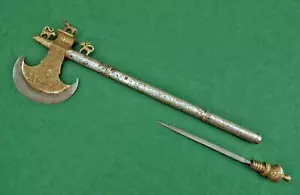 Antique Indo Persian Indian Axe In Silver Islamic Mughal India to sword - Picture 1 of 10