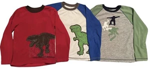 Carters Pajama Tops Boys 7 Years Polyester Fleece Set of 3 T-Rex and Skateboard - Picture 1 of 14