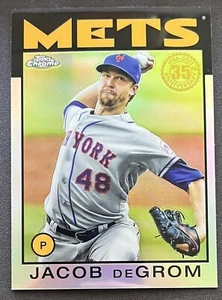 Topps Chrome '86 2021 35 aniversario refractor Jacob DeGrom New York Mets - Imagen 1 de 2