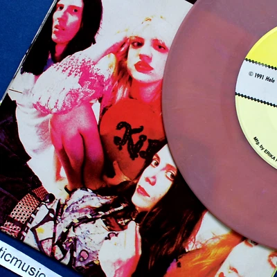 HOLE SUB POP  7" MARBLE VINYL COURTNEY LOVE HEART SHAPE BOX NIRVANA EX+ - Image 1 of 4