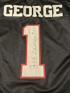 jeff george auto LA Screen Print Falcons Jersey M Signing Photo Included