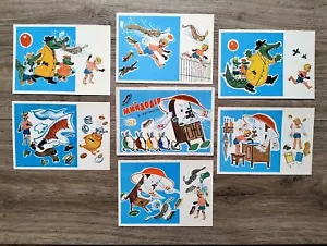 Set of 6 Vintage Ukrainian Postcards Fairy Tale illustrations Moydodyr Мойдодыр - Picture 1 of 10