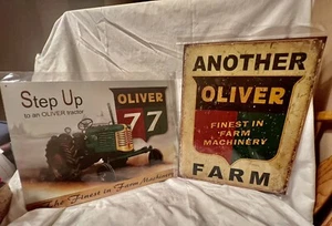 Oliver 77 Tractor Tin Metal Sign - Oliver Farm Equipment Company - SET - Picture 1 of 1