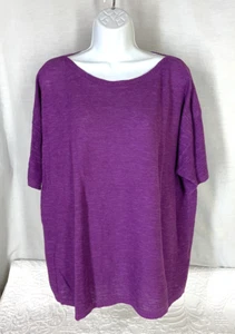 NWT Eileen Fisher Organic Linen Cotton Slub Short Sleeve Pullover Sweater XL - Picture 1 of 4