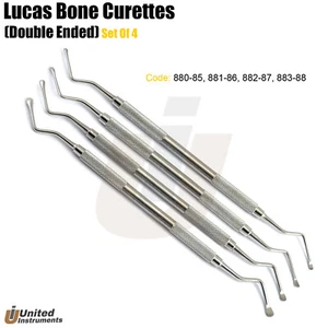 Juego de 4 curetas dentales de hueso periodontal Lucas herramienta para la eliminación de quistes dentales - Imagen 1 de 6