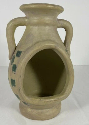 Ceramic Tea Light Burner Brown with Green Squares Southwestern Decor - Image 1 of 4