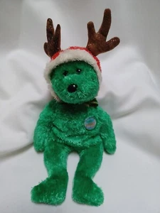 Ty Beanie Baby 2002 Urlaub Teddybär Rentier Mütze 8 Zoll linsenförmige Anstecknadel Plüsch Rarität - Bild 1 von 7
