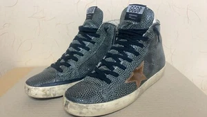 GOLDEN GOOSE FRANCY 39 Women's High Cut Sneakers Leather Green Black GGDB - Picture 1 of 18