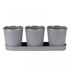 Smart Garden Kitchen Balcony/Windowsill Herb Flower Pots & Tray - Slate Grey - Picture 1 of 2