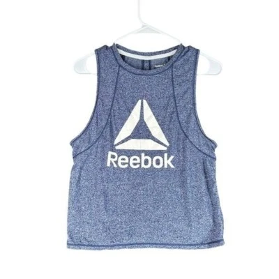 Camiseta sin mangas Reebok para mujer S pequeña azul con logotipo entrenamiento atlético fitness correr yoga Foto 1 de 4