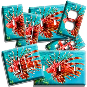 TROPICAL SEA LION FISH LIGHT SWITCH OUTLET PLATE LIONFISH AQUARIUM ROOM HD DECOR - Picture 1 of 34