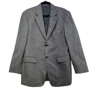 Stafford Mens Herringbone Wool Blazer Jacket Size 40R Gray Classic - Picture 1 of 15