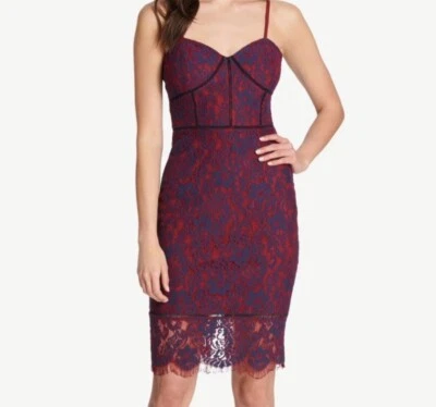 Vestido Guess Correa de Espagueti Sobre la Rodilla Corsé de Encaje Para Mujer Talla 6 Foto 1 de 4