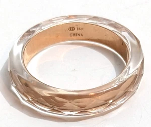 🔥14K Rose Gold Designer EA Gold Interior Cut Crystal Exterior Ring 3.4G Sz 10🔥 - Picture 1 of 6