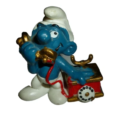 Los Pitufos 20062 Teléfono Pitufo Teléfono Figura De Colección Años 80 Juguete PVC Estatuilla Peyo Foto 1 de 4