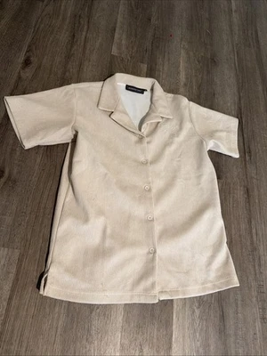 Camisa Members Only Para Hombres Grande Marrón Pana Abotonada Manga Corta Hip Hop Foto 1 de 4