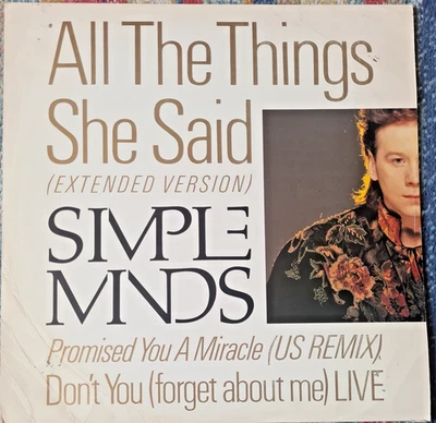 Simple Minds – All the Things She Said (Extended Version) 12" Vinyl, 1986  - Image 1 of 4