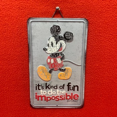Letrero de metal de Mickey Mouse de Disney arte de pared "Es divertido hacer lo imposible" Foto 1 de 4