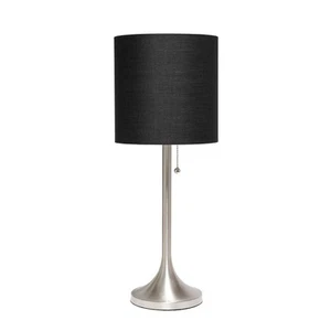 LT1076-BNB Tapered Fabric Drum Shade Table Lamp, Brushed Nickel and Black (Pa... - Picture 1 of 6