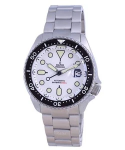 RATIO FreeDiver White Dial Stainless Steel Automatic RTB209 200M Mens Watch - Picture 1 of 8