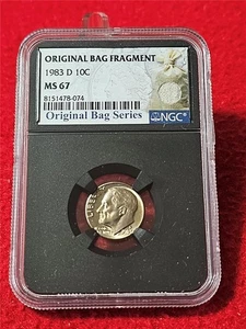 Moneda de diez centavos Roosevelt NGC MS67 1983-D serie fragmento bolsa original #T5629 - Imagen 1 de 2