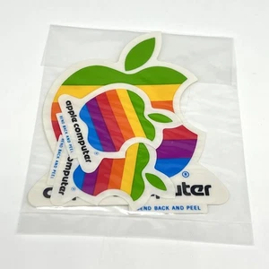 VTG Original Apple Decal Stickers 1980s Macintosh Computer Rainbow Logo Lot of 4 - Picture 1 of 6