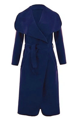 BRAND NEW LADIES WATERFALL BELT JACKET DRAPED WOMEN'S CARDIGAN TRENCH COAT 08-14 - Image 1 of 2