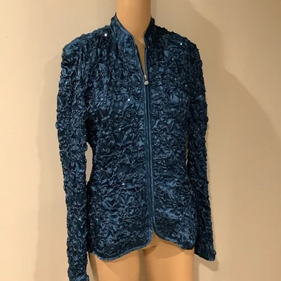 Chaqueta de vestir MSK Holiday verde azulado con lentejuelas - talla mediana Foto 1 de 4