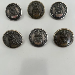 SET OF 6 VINTAGE WATERBURY BUTTON CO. METAL SHANKED BUTTONS-EAGLE SHIELD/13 STAR - Picture 1 of 3