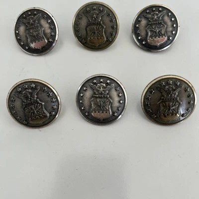 SET OF 6 VINTAGE WATERBURY BUTTON CO. METAL SHANKED BUTTONS-EAGLE SHIELD/13 STAR - Image 1 of 3