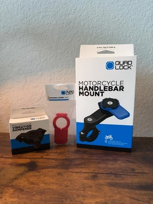 New in Box Quad Lock Motorcycle Dirt Bike Handlebar Mount + Dampener + Red Lever - Image 1 of 4