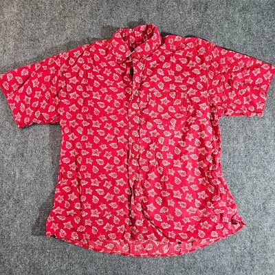 Camisa Hawaiana Catalina XL Para Hombre Roja Estampado Floral 100% Algodón Botón Frontal Foto 1 de 4