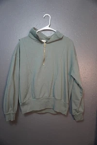Felpa donna A New Day verde quarto zip pile tinta unita morbida taglia large - Foto 1 di 6