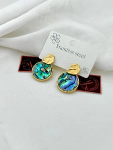 Abalone Shell Marquise Oval Silver Hook Drop Dangle Earrings Titanium Steel | UK - Picture 1 of 1