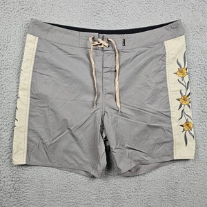 Howler Bros Boardshorts Herren 38 grau Blumen Schwimmen Strand Kordelzug Tasche Nylon - Bild 1 von 12