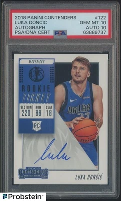 Boleto de novato 2018 Panini Contenders Luka Doncic automático PSA 10 ADN 10 AUTO Foto 1 de 2