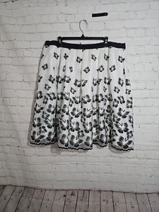 Talbots Gr. 18 weiß bestickt Schmetterling Organza Rock skurril Urlaub Party - Bild 1 von 11