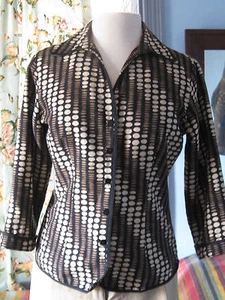 DRESS BARN 100% silk jacket lined, size S Black Brown Beige print - Picture 1 of 1