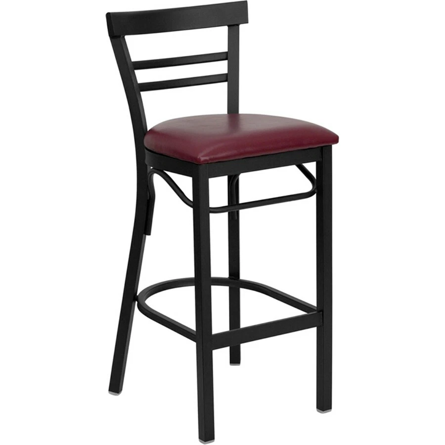 Flash Metal Restaurant Bar Stool, Black, Burgundy - XU-DG6R9BLAD-BAR-BURV-GG - Image 1 of 1