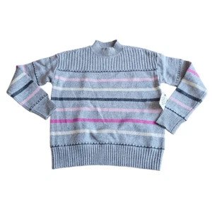 St Johns Bay Mujer Talla L Gris Rosa Punto Jersey Suéter - Imagen 1 de 7