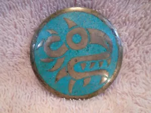 Sterling Silver and Turquoise Pin from Taxco Mexico - Picture 1 of 6