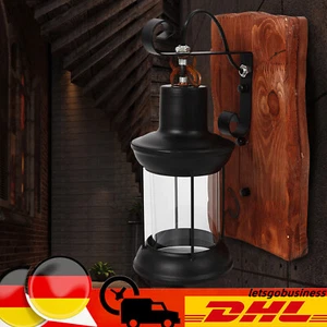 Retro & Industriell Garten Wand-lampe & Vintage Holz Wandleuchte Wand Licht 220V - Bild 1 von 23