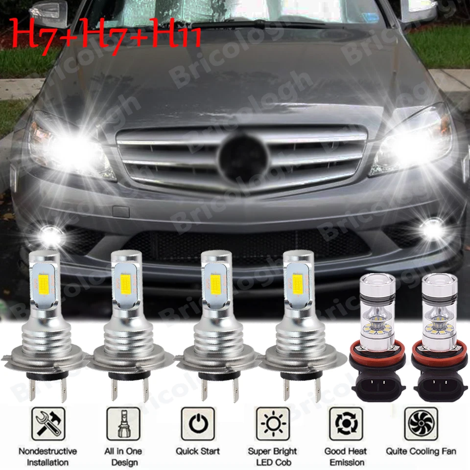 Para Mercedes Benz C300 C350 2008 2009 2010 - 6x Faros LED + Faros Antiniebla Foto 1 de 4
